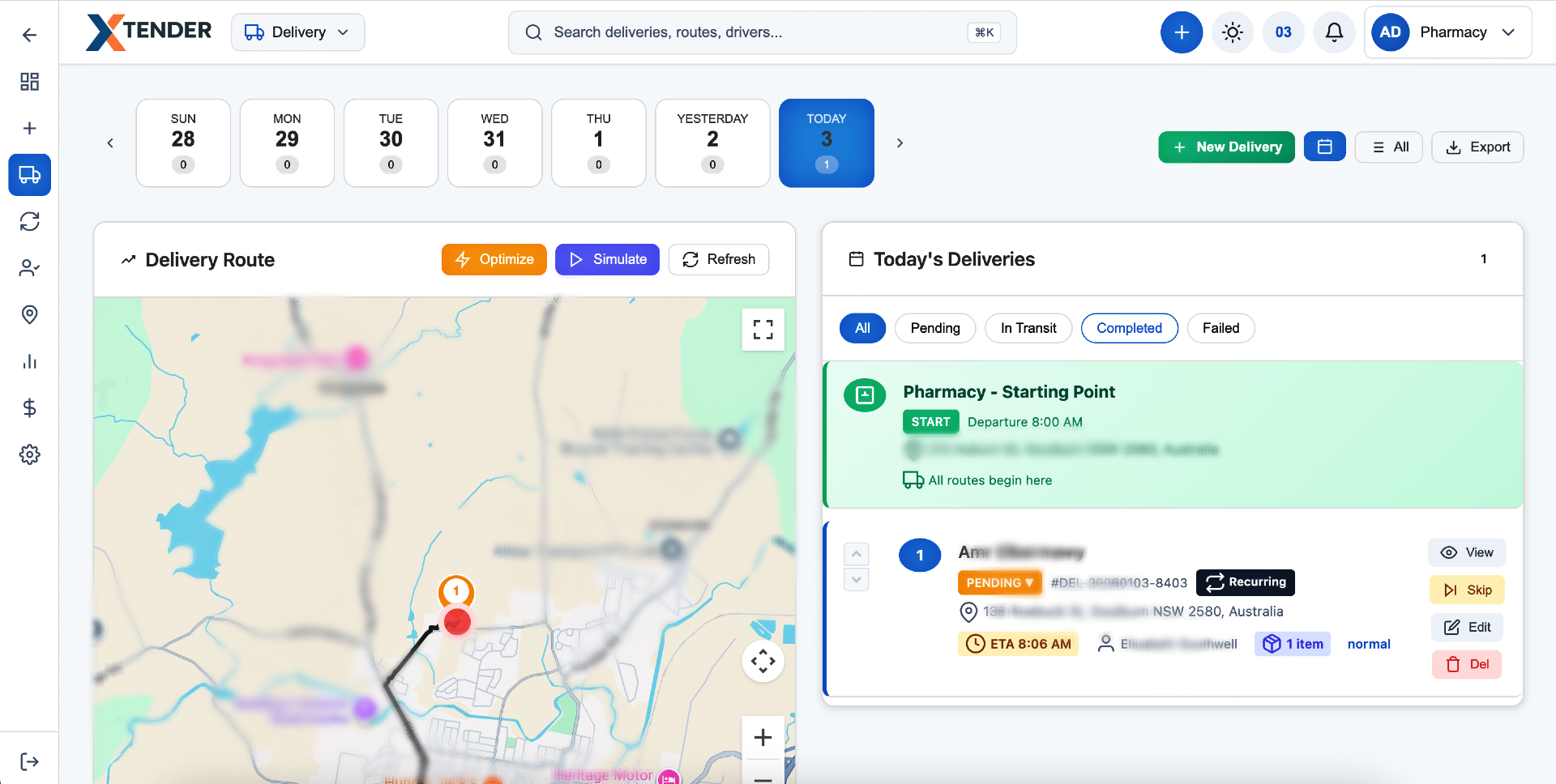 Xtender Delivery Tracking
